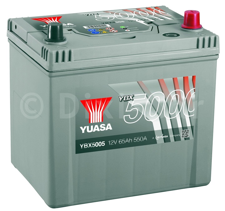 Akumulator Yuasa YBX 5005 12V 65 Ah 550A - do SsangYonga benzynowego